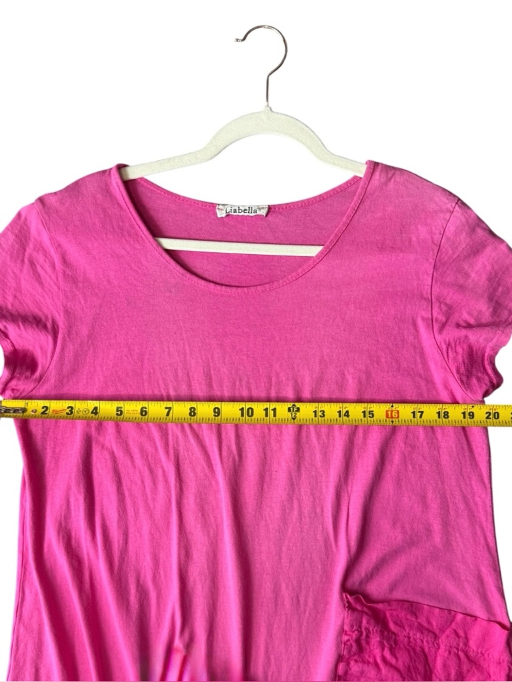 Italian Pink Linen Blend Lagenlook Midi Dress Asymmetrical Pocket Boho Tunic - Picture 8 of 11